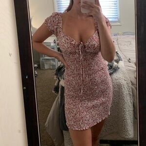 Smocked Mini Dress in Pink Floral